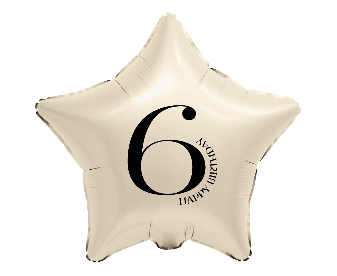 Foil Balloon 18" - Star with Number "6" (creamy)